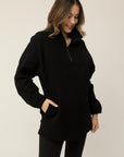 *PRE-ORDER Oversized Quarter Zip Sweater - Black