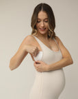 STRETCHSUIT™ Maternity Jumpsuit with Built-In Bra Support - Oat