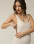 STRETCHSUIT™ Maternity Jumpsuit with Built-In Bra Support - Oat