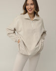 STRETCHSUIT™ Oversized Quarter Zip Sweater (Oat)