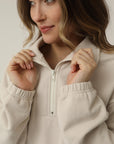 STRETCHSUIT™ Oversized Quarter Zip Sweater (Oat)