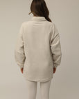 STRETCHSUIT™ Oversized Quarter Zip Sweater (Oat)
