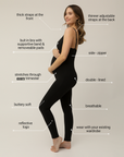STRETCHSUIT™ Maternity Jumpsuit with Built-In Bra Support - Black