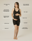 STRETCHSUIT Maternity Playsuit with Built-In Bra Support - Black